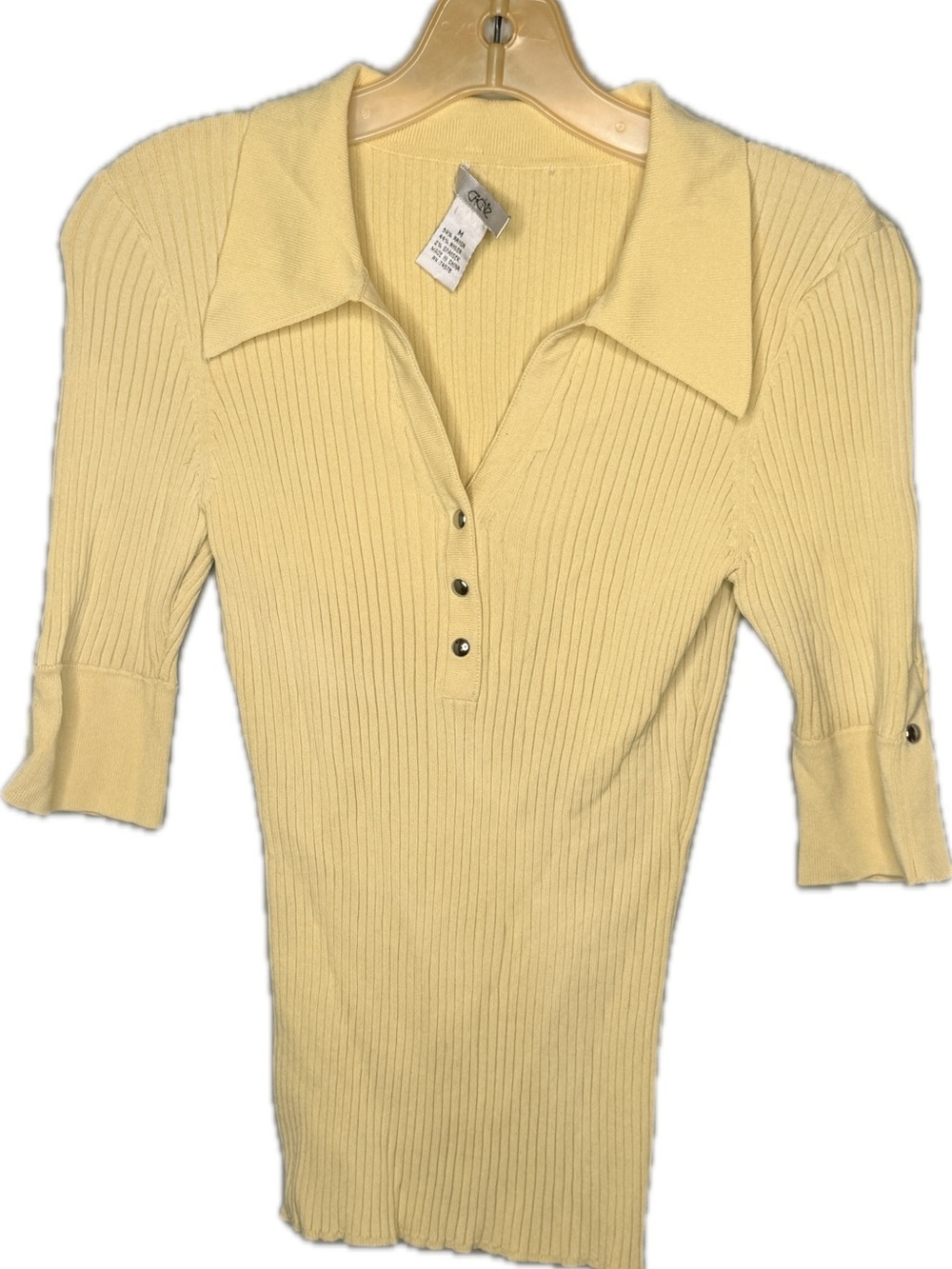 Cache Ribbed Yellow Sweater
